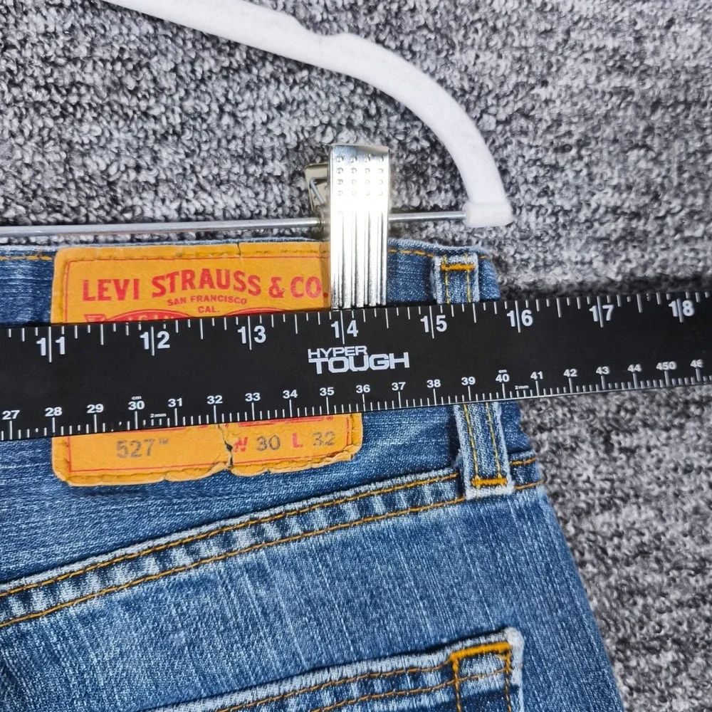 Levis 527 Slim Bootcut Jeans Mens 30x32 Medium Wash Distressed 05527-0521